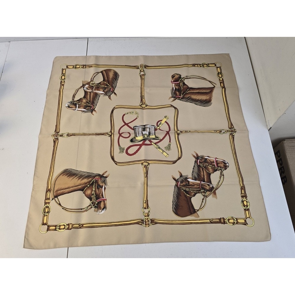 Vintage Alexander's Horse Scarf Polyester 26" x 26" Square Made‎ In Italy VGC